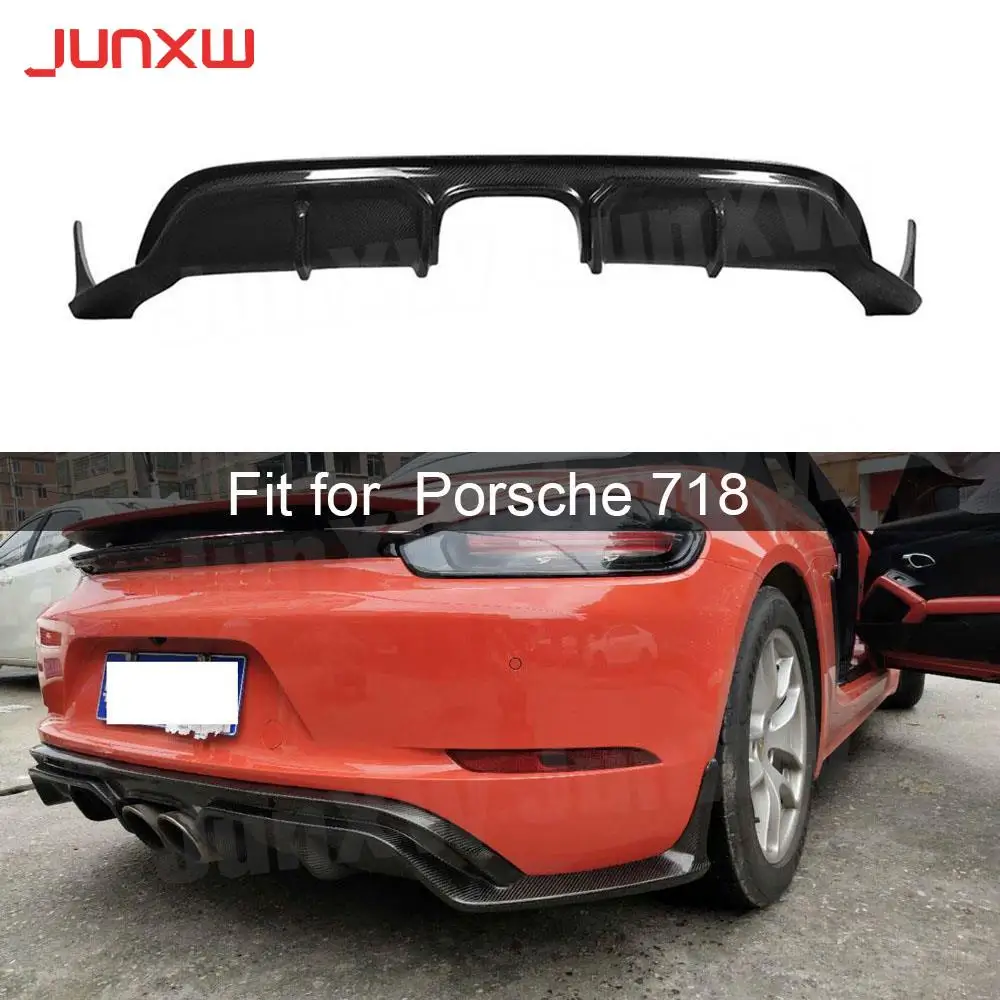 

Carbon Fiber Rear Lip Diffuser Spoiler fit for Porsche 718 Cayman Boxster Base S Coupe 2017 2018 Car Rear Bumper Guard