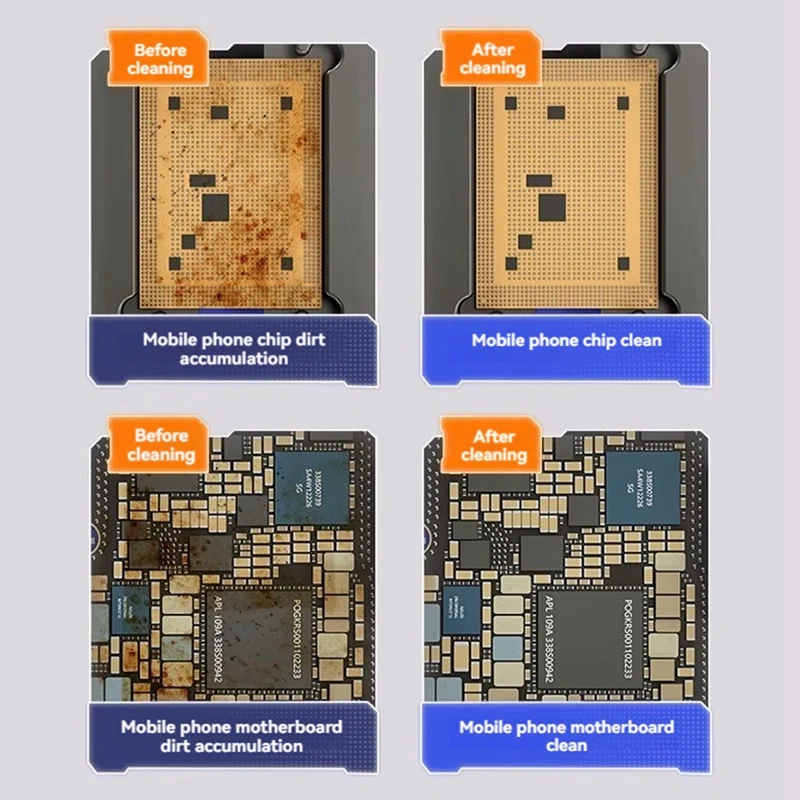 Mecánico 2 uds placa base IC cepillo de desbarbado cepillo de acero cabezal de repuesto almohadilla IC limpieza y eliminación de pegamento y herramienta de eliminación de estaño