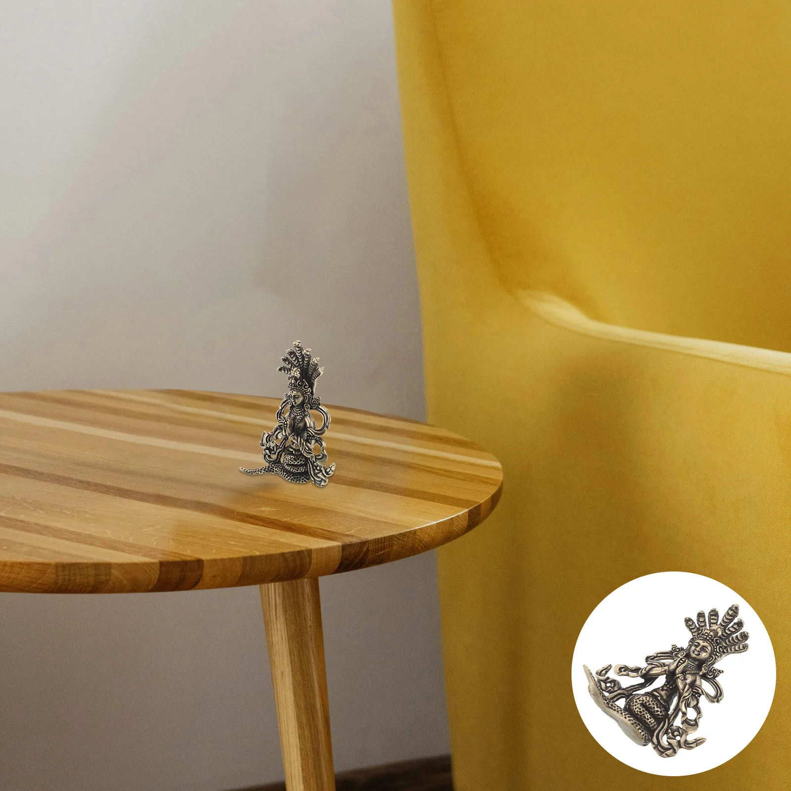 

Hand Painted Brass Medusa Snake Goddess Statue Vintage Table Decoration Snake Goddess Sculpture Home Blessing Ornament Feng Shui