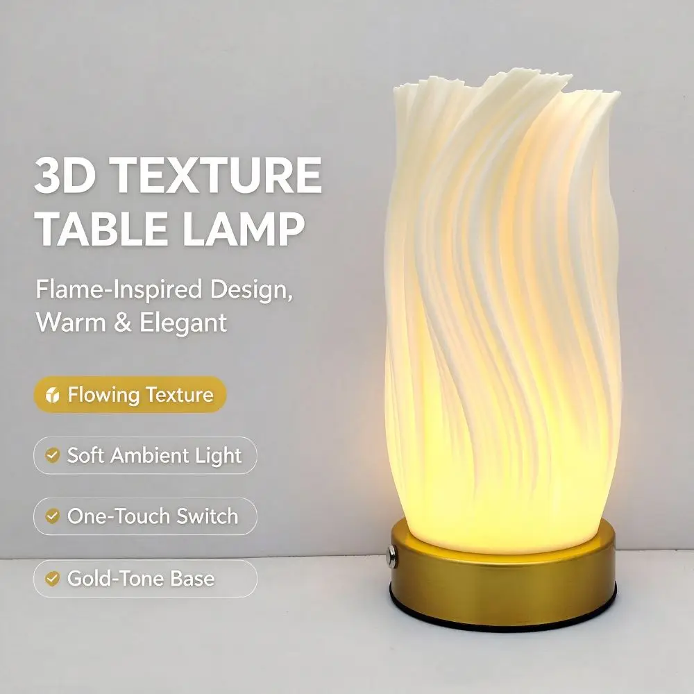 Nordic Style 3D Table Lamp Dimmable 3 Colors Gold Bedside Lamp Acrylic Lampshade USB Rechargeable Touch Control Lamp Hotel