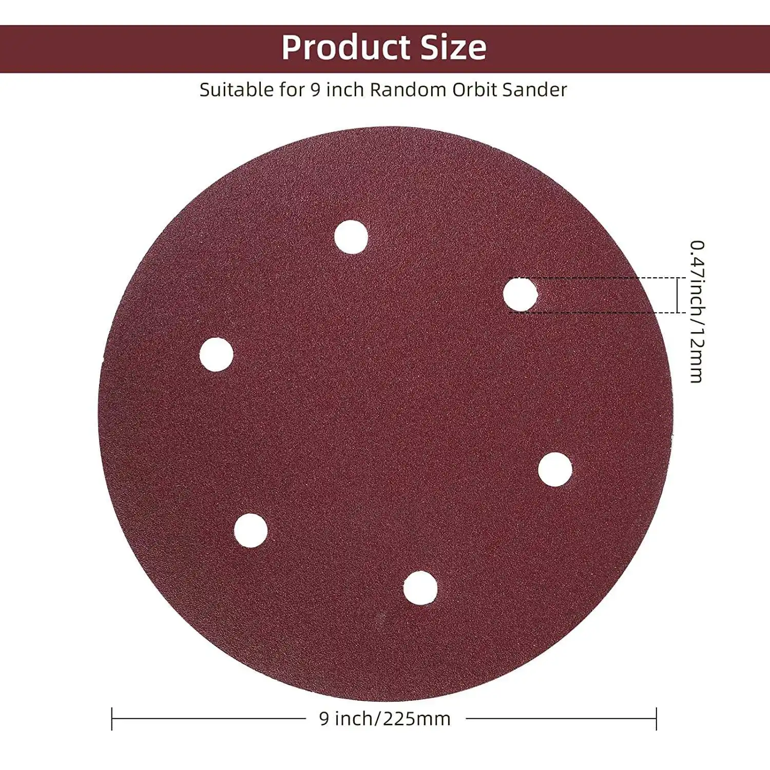 30ชิ้นแผ่นกระดาษทรายขนาด225มม. 120กระดาษทรายวงแหวนและตะขอกระดาษทรายแผ่นกระดาษทราย6รูสำหรับเครื่องขัดกระดาษทรายคอยาว