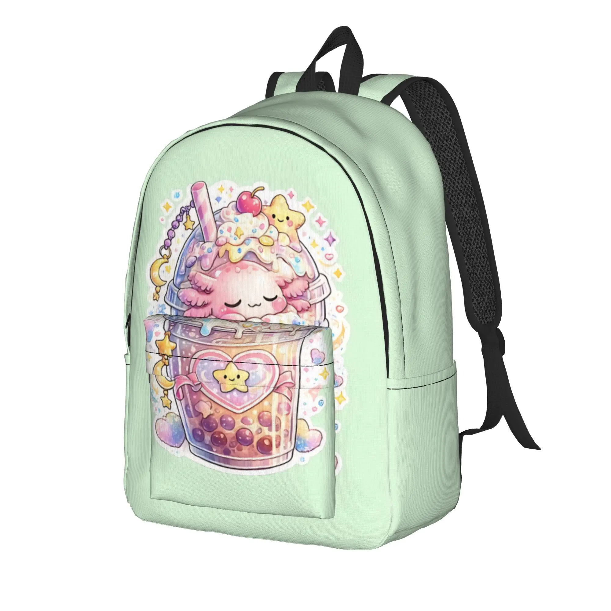 Back to school season Light Kawaii Axolotl Bubble Tea Sticker Bookbag Axolotls High School Students Knapsack Backpack