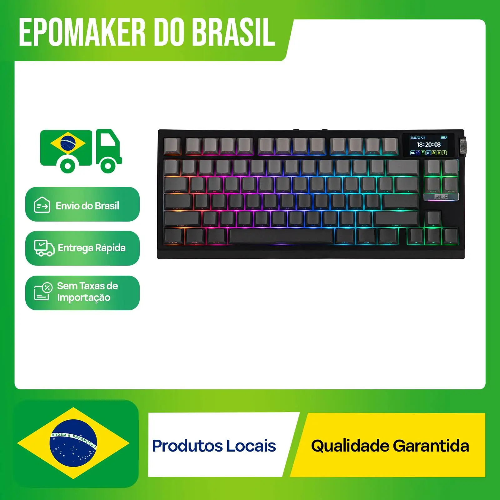 EPOMAKER G84 PRO Teclado Mecânico Gamer Ergonômico 80% QWERTY ANSI US Layout Hot-Swap Tri-Modo para Jogos Mac/WIN
