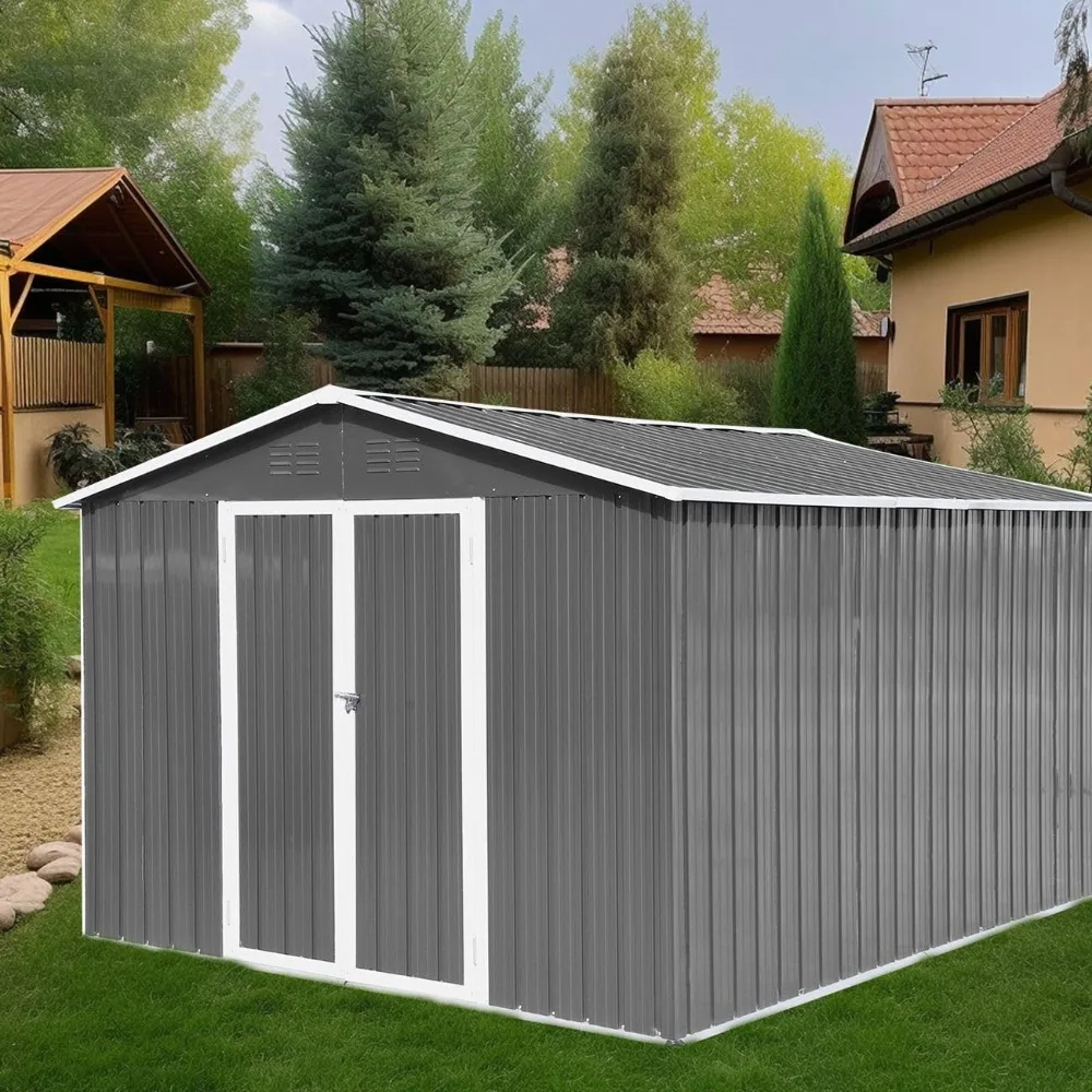 

10x8 FT Shed Outdoor Storage Shed Metal Garden Tool Bike for Backyard, Patio, Poolside and Tool Storage