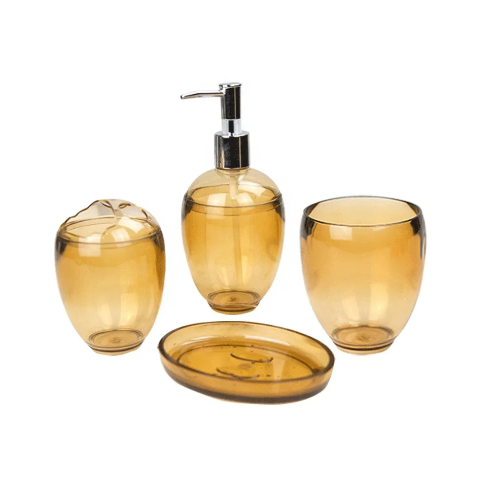 

Holy High Wholesale Hotel House Simply Decor Plastic 4piece Bathroom Accessories Set Four-piece Set Eco-friendly Stocked