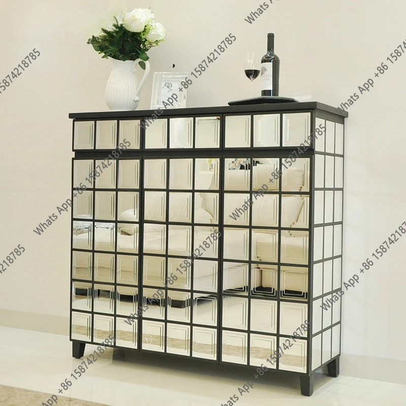 Mirror Shoe Cabinet Creative Furniture Modern Simple Shoe Cabinet European-style Secret Cabinet Foyer Living Room Designer Light
