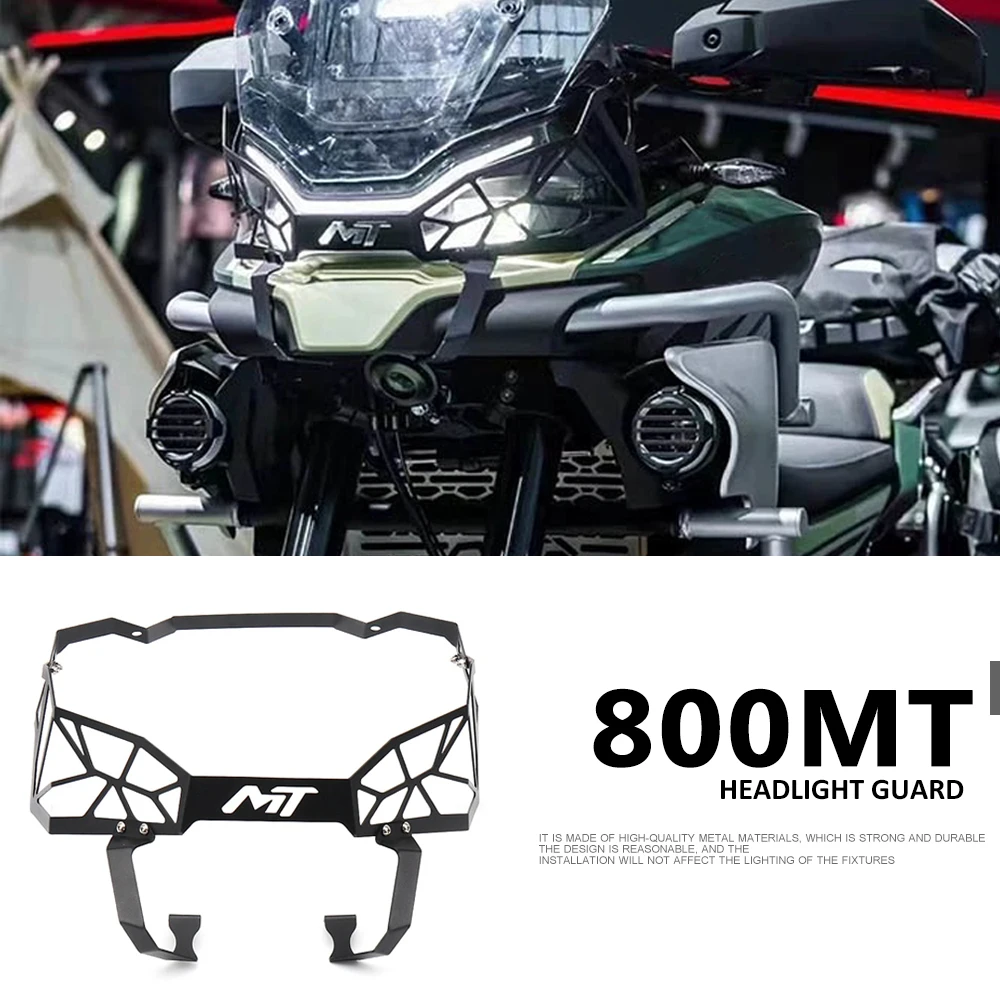 

New Motorcycle LED Headlight Guard Grill Cover Black Metal Accessories For CFMOTO 800MT 800 MT 800mt 800 mt