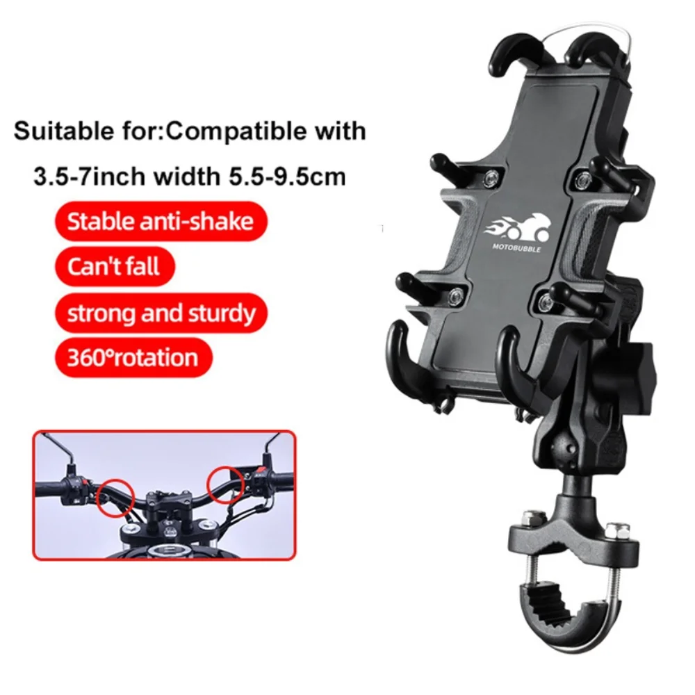 

Aluminum Motorcycle Phone Holder Shock-absorbing Moto Bike Navigation Support Handlebar Rearview Mirror Mount Clip Bracket