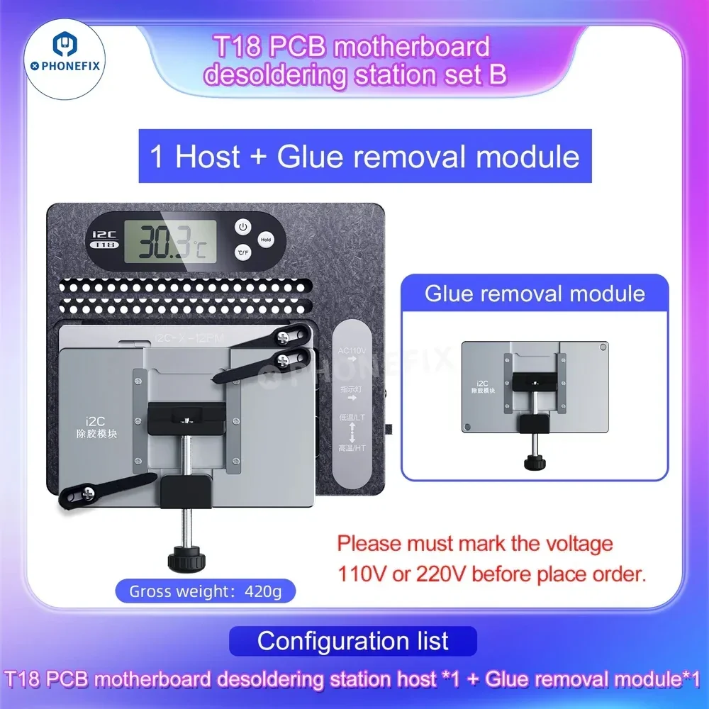 Imagem -05 - Iheater T18 Placa-mãe Pcb Pré-aquecimento em Camadas Plataforma de Dessoldagem Estação de Remoção de Cola para Iphone X15promax Ferramenta de Reparo I2c