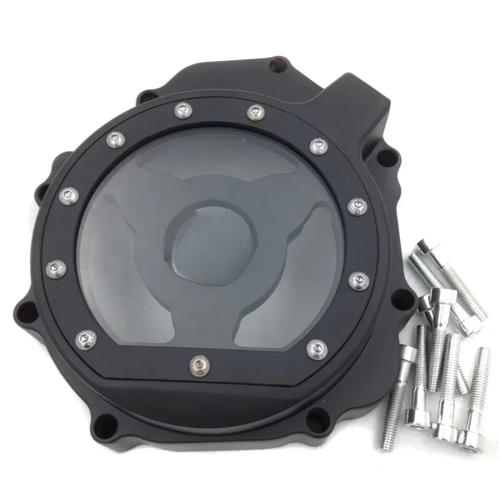 Aftermarket Motorcycle Engine Stator Cover See Through for Suzuki 2005-2008 GSXR 1000 Chrome /Black Left