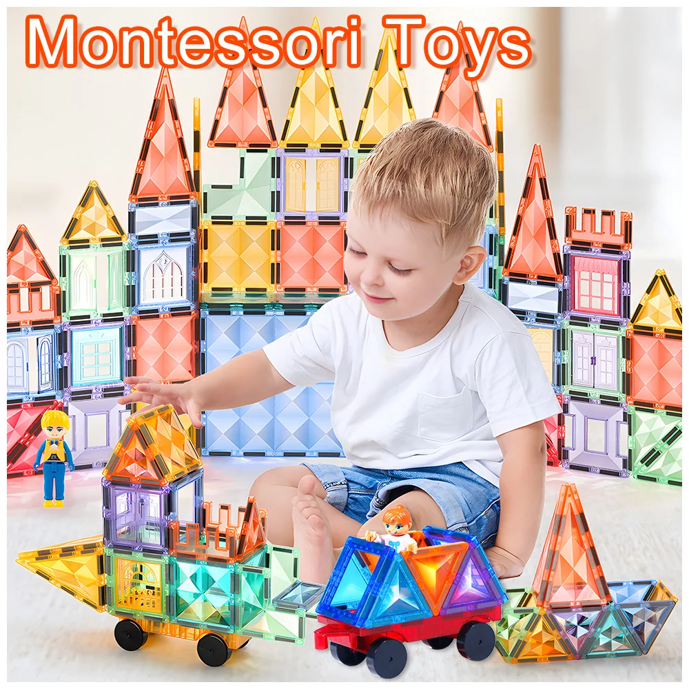 Piastrelle magnetiche Giocattoli Blocchi di costruzione Montessori Educativi Apprendimento prescolare Magnete Costruzione artigianale Bambini Ragazzo Ragazze Accessorio