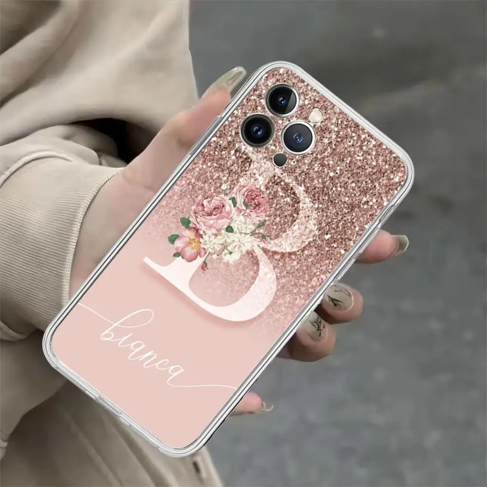 Personalized Name Marbled Phone Case For IPhone 15 14 13 12 Mini 11 Pro XS Max X XR SE 6 7 8 Plus Soft Silicone Cover