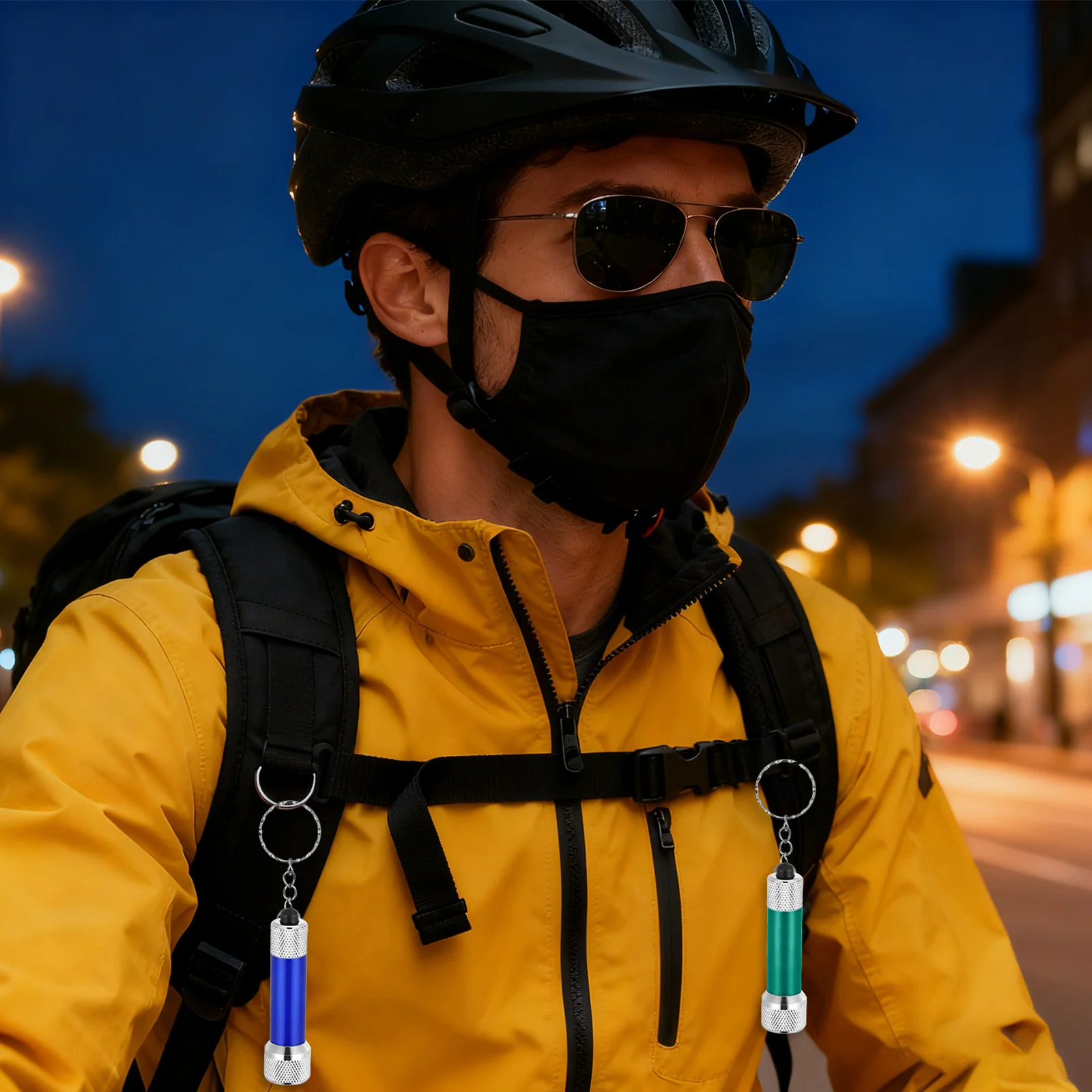 8 szt. Brelok-latarka LED Mini Przenośna Latarka ze Stopu Aluminium do Kempingu, Wędrówek, Survivalu na Zewnątrz, Brelok-latarka LED