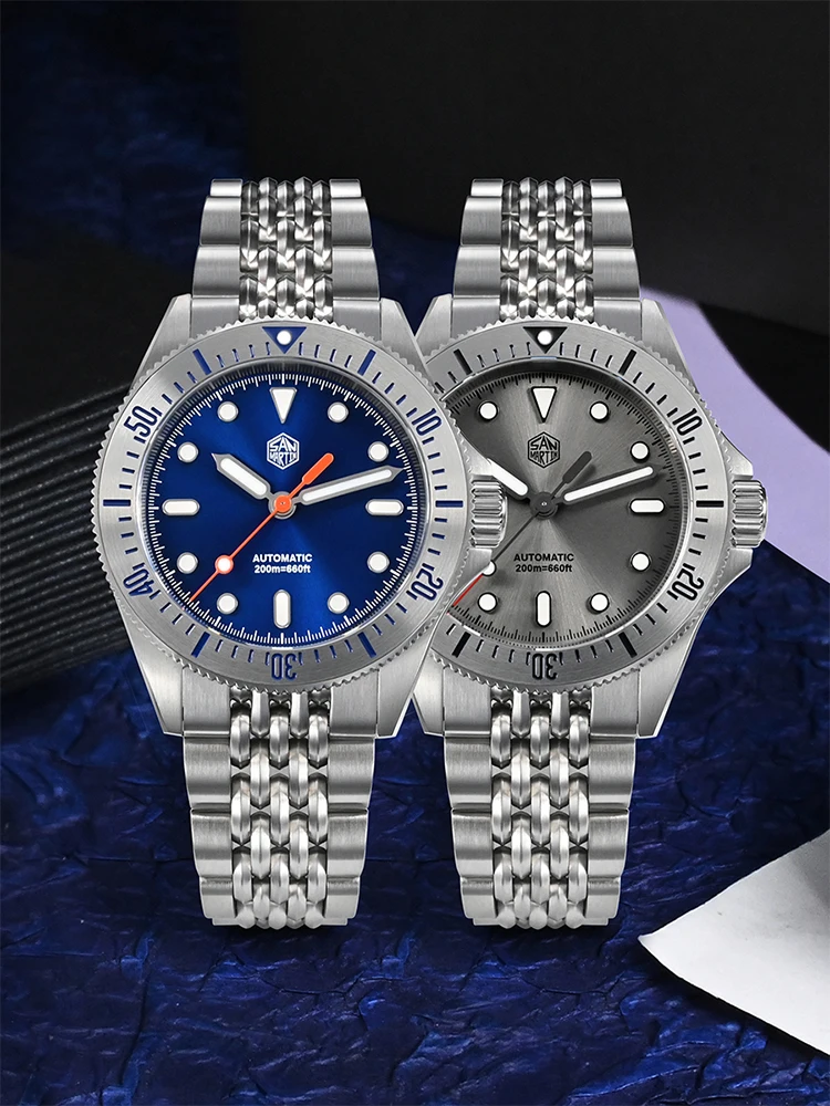 San Martin 38.8mm NH35 Watch Men For Diving Sport Saat On The Fly Adjustable Clasp Enamel Dial Sapphire Relojes 20Bar SN0044B