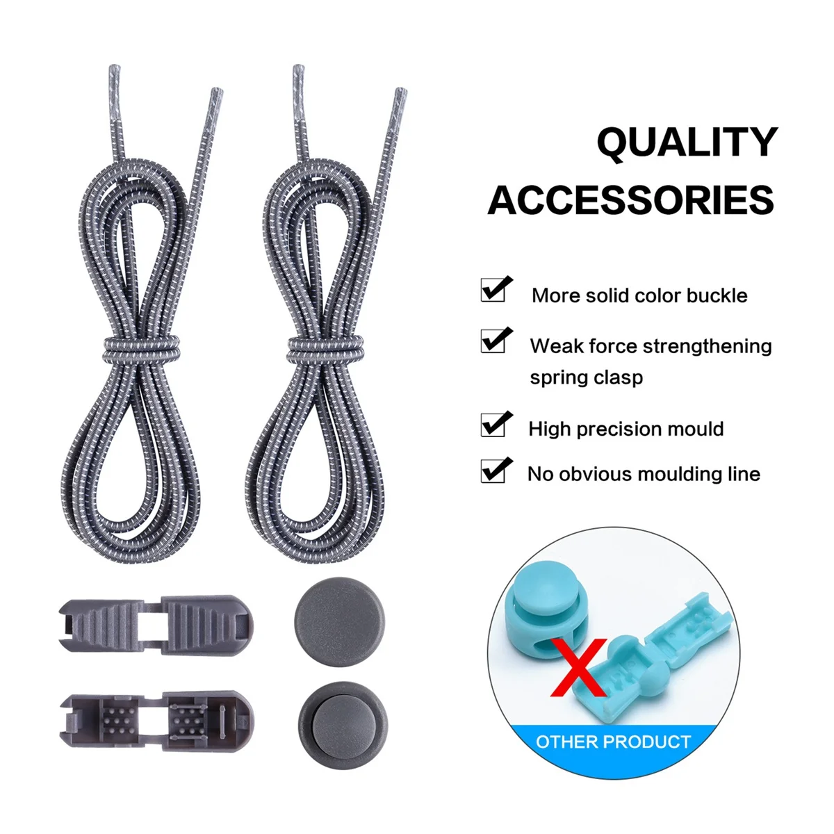 

CYL-5 Pair No Tie Shoe Laces Reflective Elastic Lock Shoe Laces Elastic Cord Sports Laces One Size Fits All Adult And Kids Shoes