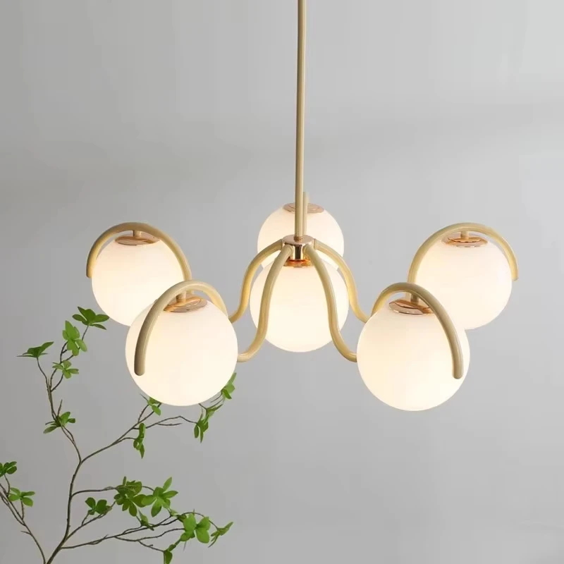 Nordic Magic Bean Glass Pendant Light, red, cream color, Living room Chandelier, Minimalist Bedroom, Study, Dining room Light