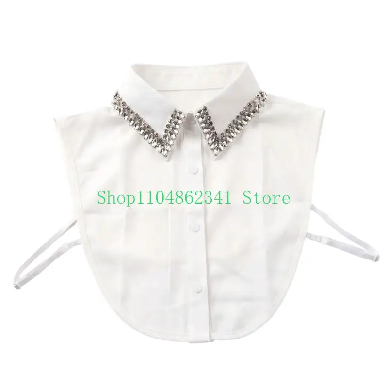 652F Layering Faux Collar Panel with Side Ties for Office and Travel Outfits