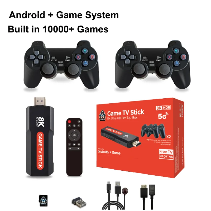 Retro Game Console Built in 10000+ Games TV Stick Dual System for Android Games Consola 4K Game Stick 10+ Emulators