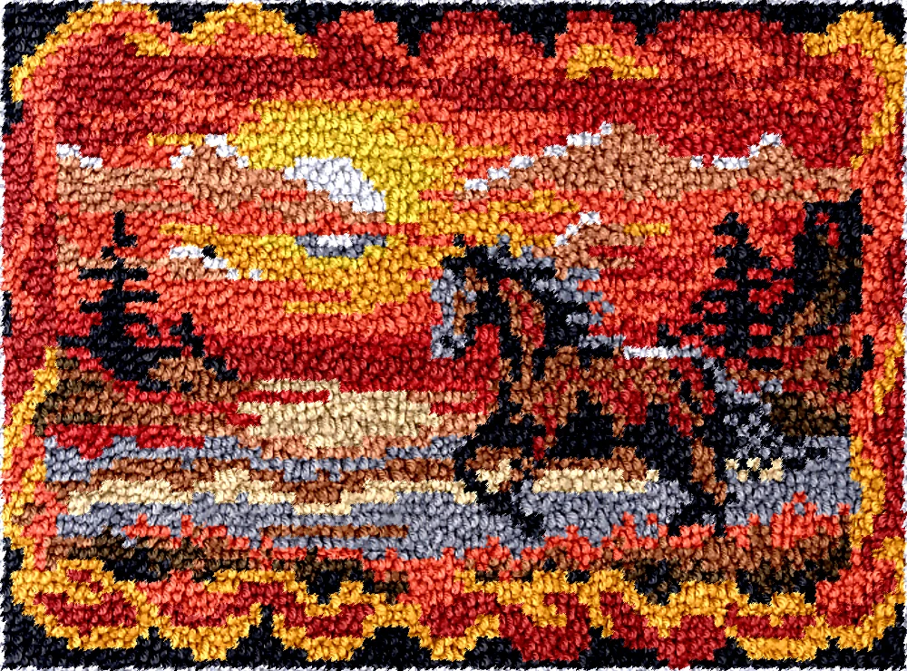 Horse DT2395 Embroidery Canvas Latch Hook Kits, Unfinished Acrylic Yarn, Embroidery Cushion, Cross Stitch Carpet