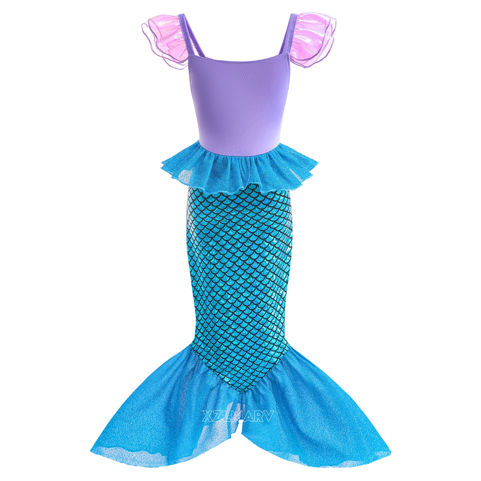 Girl Princess Mermaid Ariel Costume For Girls Kids Cosplay Children Carnival Birthday Party Prom Clothes Summer Dress Vestido