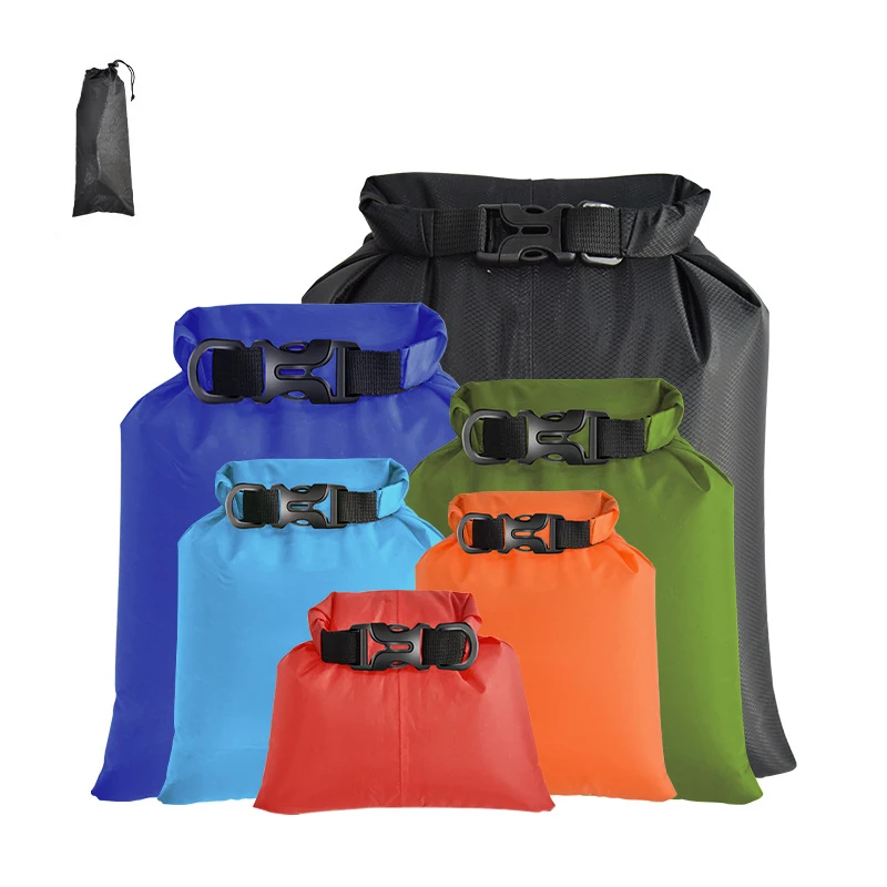 6Pcs Set Waterproof Dry Bag Lightweight Dry Sacks Roll Top Sacks Drifting Swimming Clothes Storage Bag Keeps Gear Dry Camping