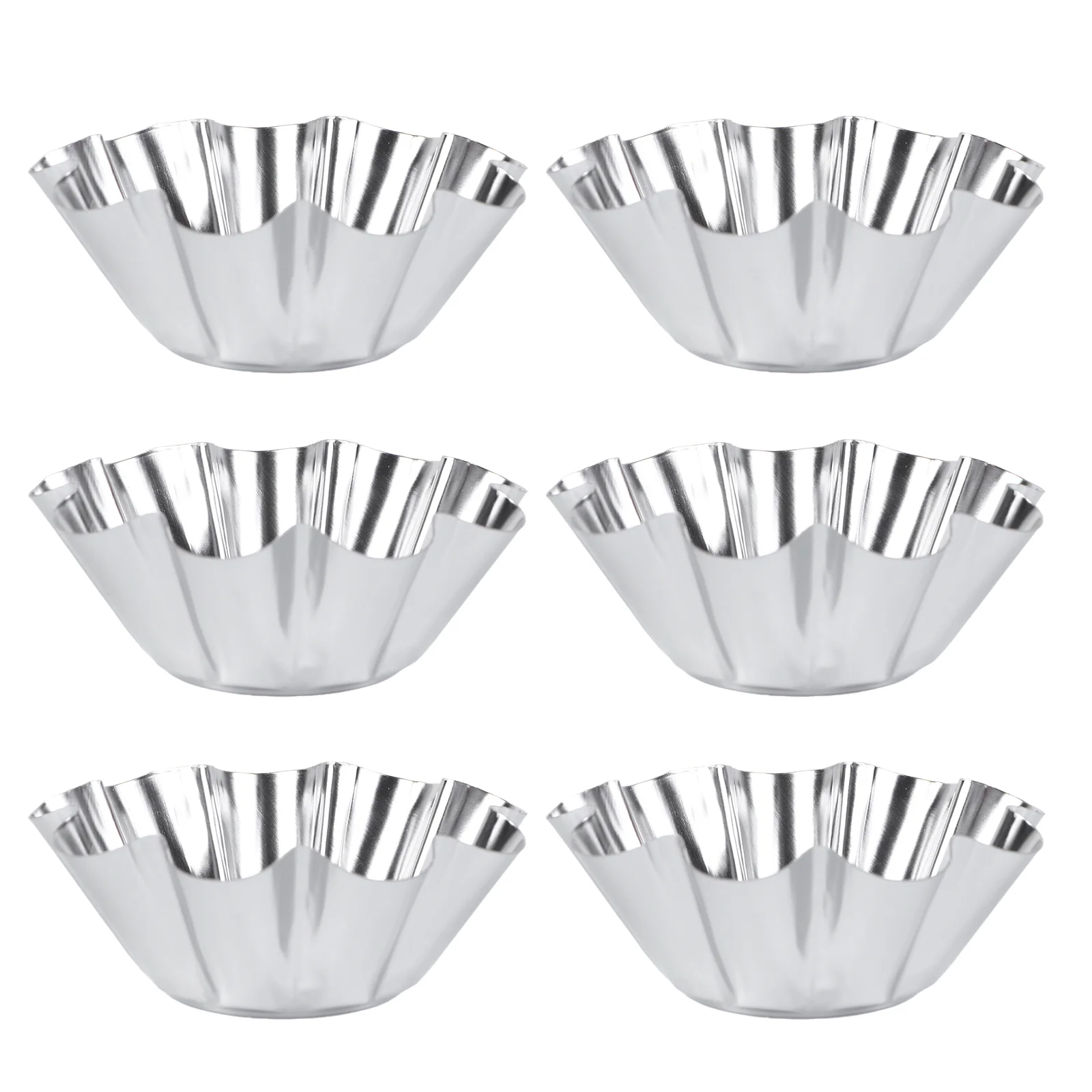 

6 Pcs Flower Tart Pans Stainless Steel Non-stick Cookie Stencils Mold Muffin Cup Molds