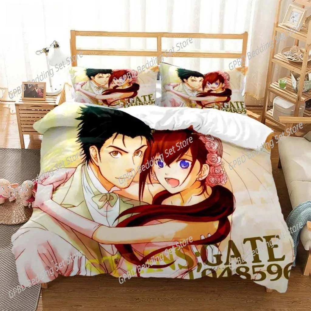 

Steins;Gate Bedding Set Single Twin Full Queen King Size Bed Set Adult Kid Bedroom Duvet Cover Sets 3D Print Anime Bed Sheet Set