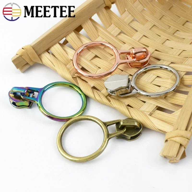 5/10/20Pcs 5# O Ring Zipper Pulls for Bag Nylon Zips Sliders Head Replacement Plastic Zippers Repair Kit DIY Sewing Accessories