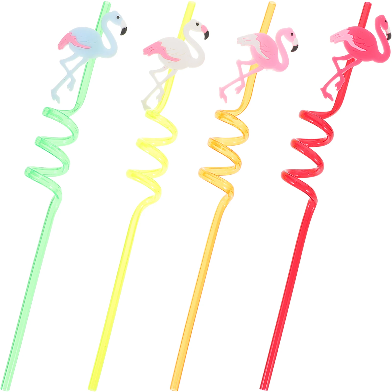 

4 Pcs Flamingo Reusable Pet Hard Spiral Drinking Straws Party Juice Decorative Beverage Straws Toy Juicing Bar