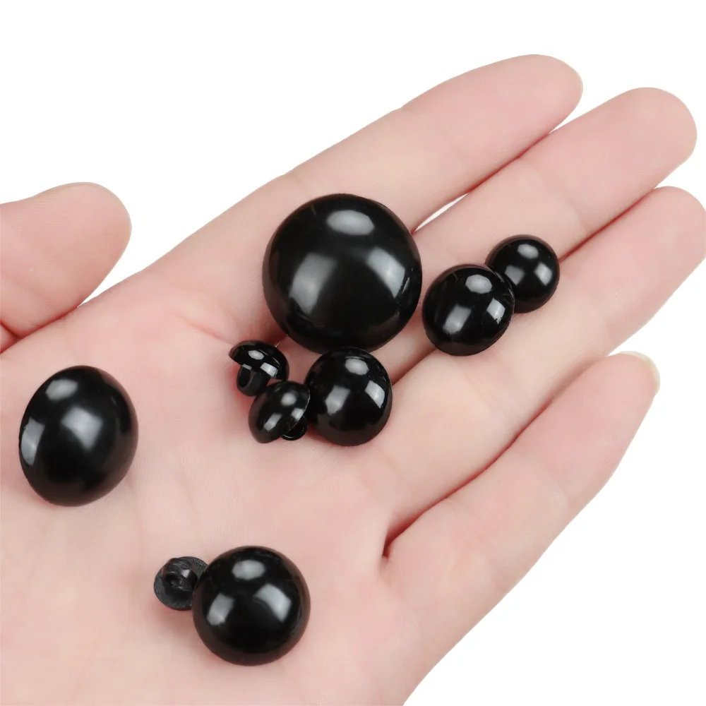 Ojos de botón negros de plástico para peluche y marioneta - imagen 2