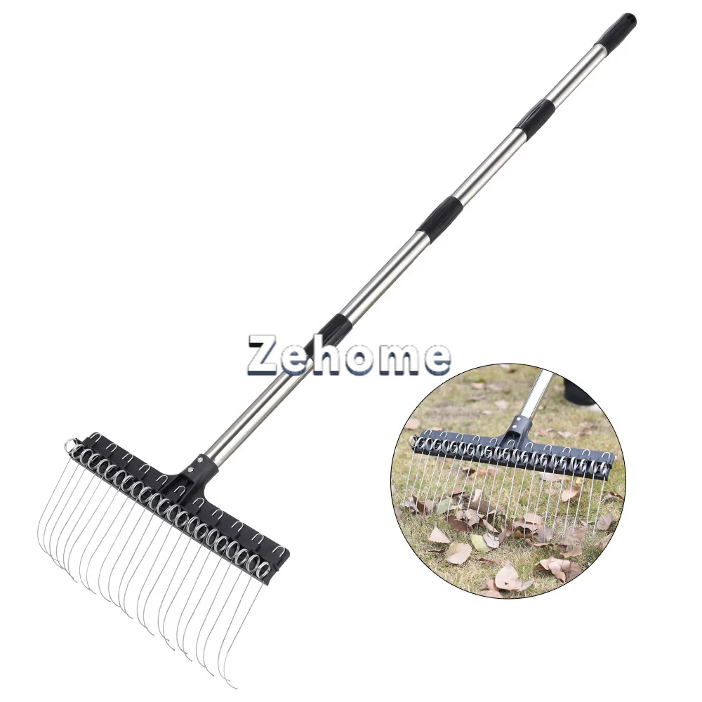 Multifunctional wire rake 22-tooth wire rake Garden cleaning, cleaning dead leaves, garden tools