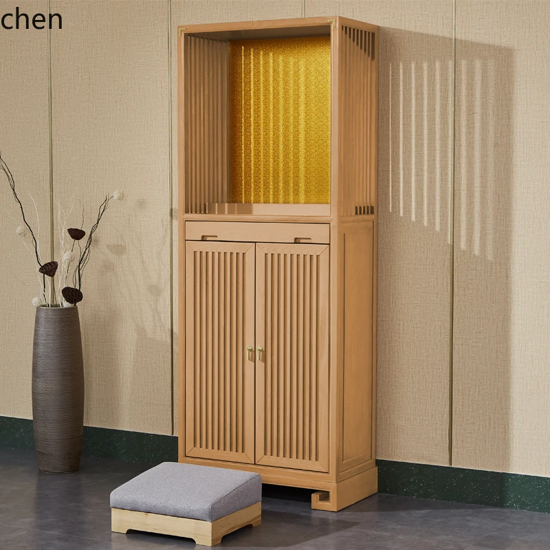 

F1 solid wood Buddhist shrine offering table household God of Wealth standing cabinet modern light luxury Buddhist shrine