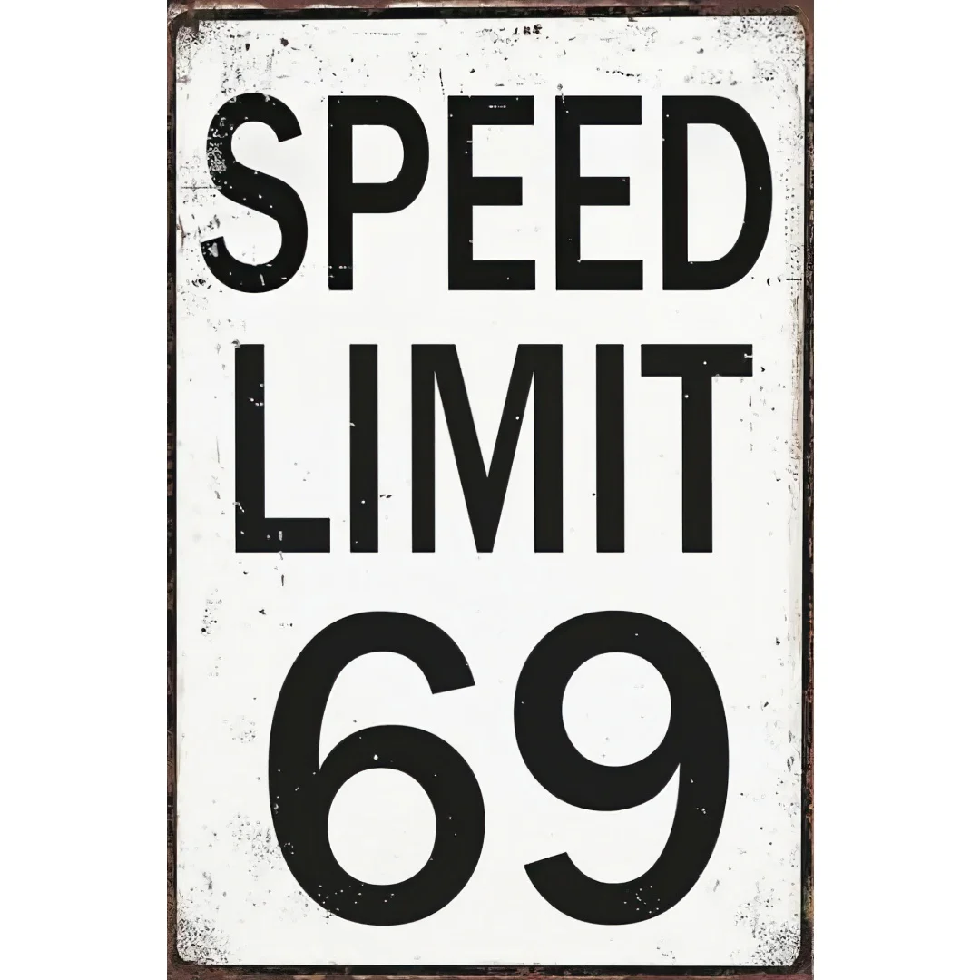 علامات الطريق ديكور الغرفة حد السرعة 69 علامة مضحك الشارع القصدير علامات لغرفة النوم الأشياء الرائعة للرجال المراهقين ملصق رائع للرجال