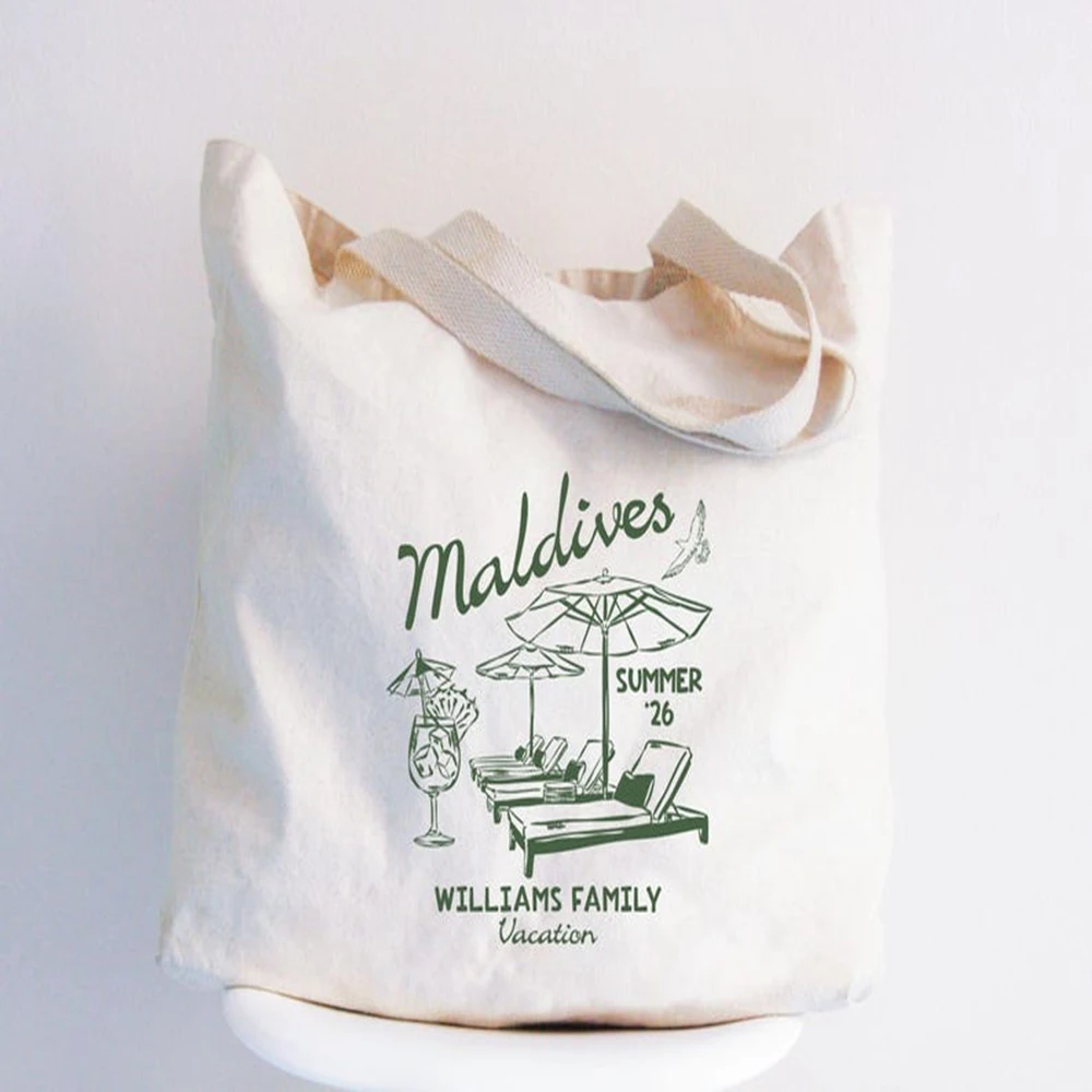 

Personalized Custom Family Canvas Bag Summer Vocation Travel Bag Storage Shoulder Bag Travel Essential Gift For Family