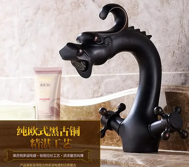 Vidric Creative Design Dragon Shape faucets bathroom dual handle basin taps mixer bath washbasin faucet high quality