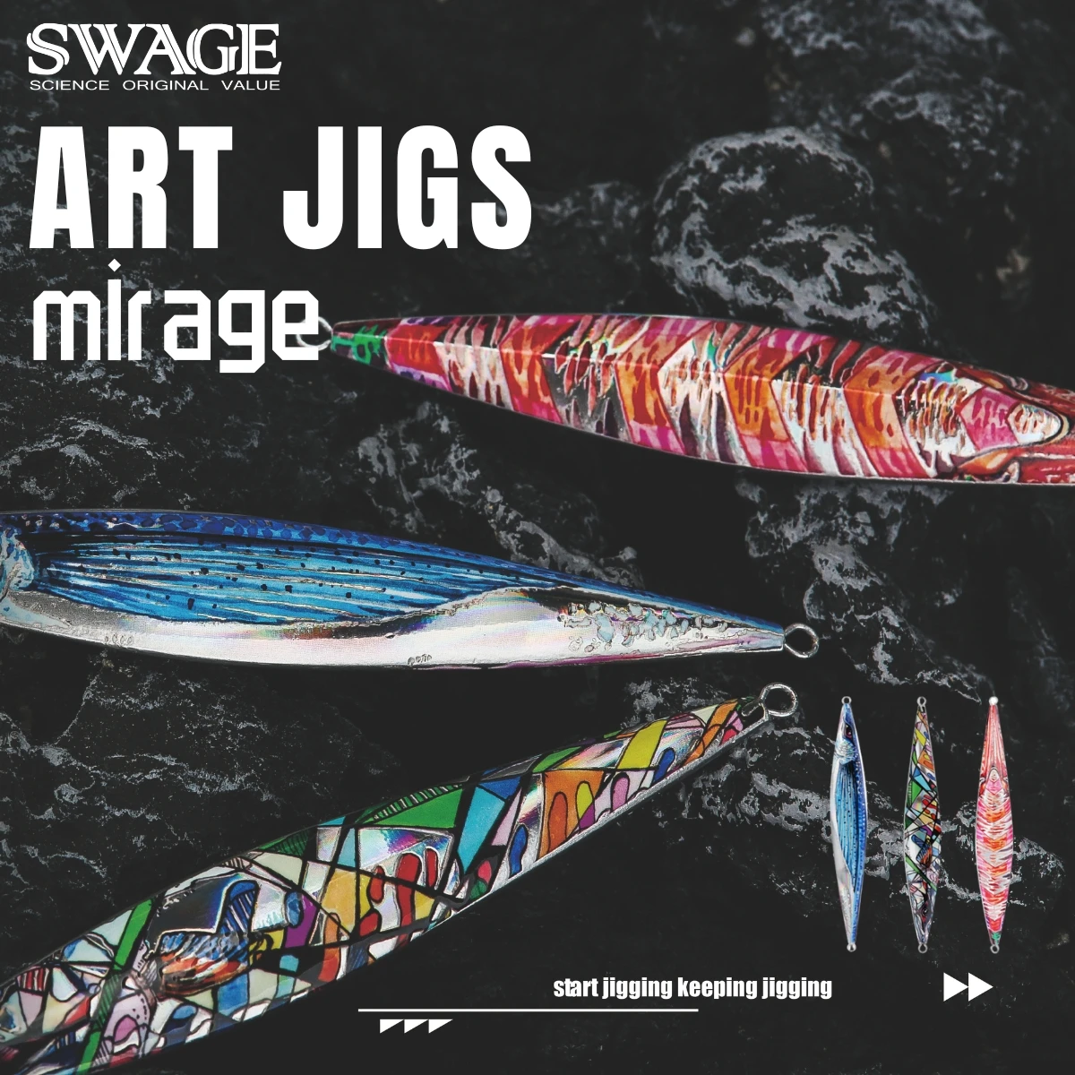 

SWAGE Mirage Slow Jigging Lures Reflective Paint Lead Metal Jigs30-90g/120g/150g/180g/210g Saltwater Offshore Boat Fishing Baits