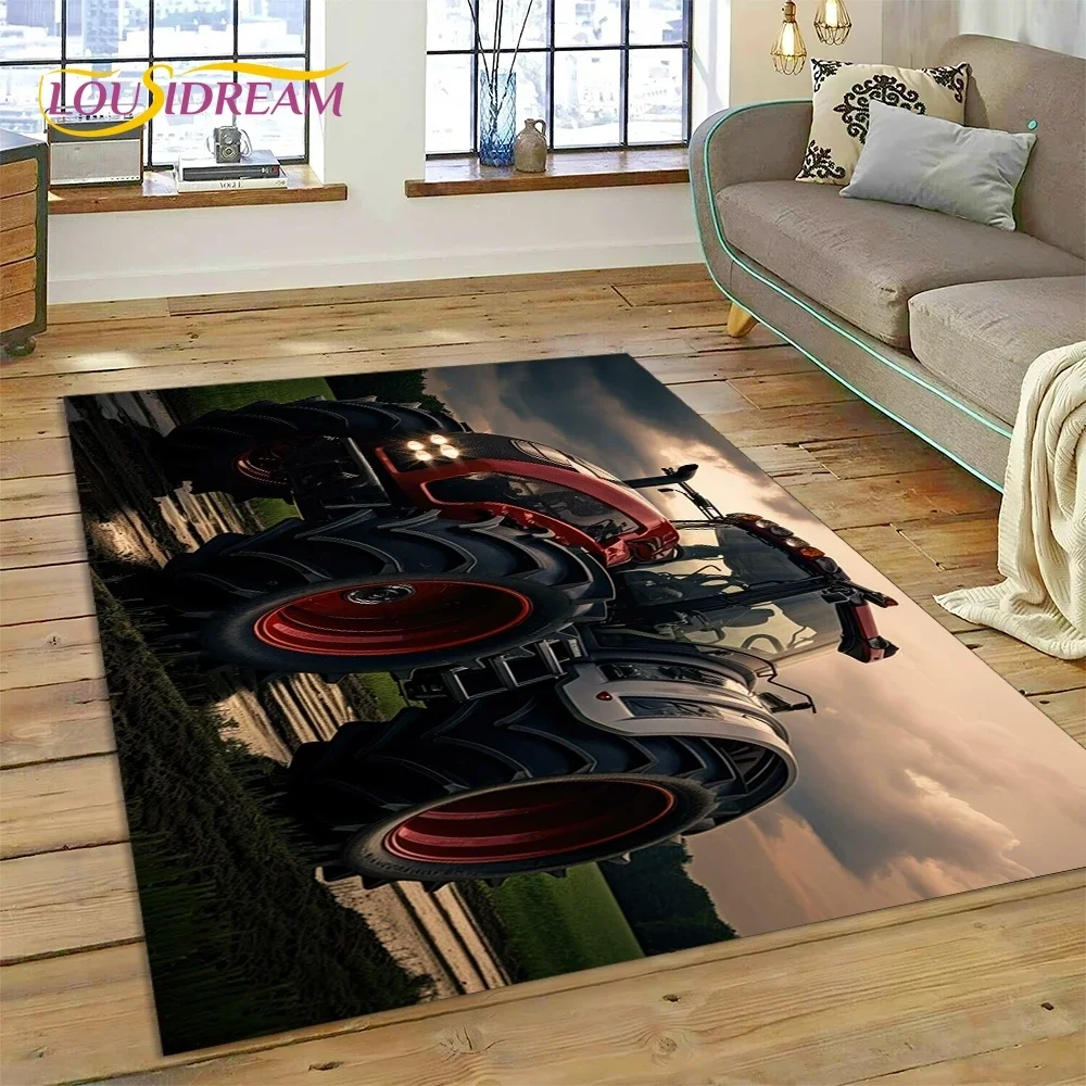 Retro Tractor Car 3D Truck Carpet Rug for Bedroom Living Room Home Sofa Decoration,Children Game Large Decor Floor Mat Gift