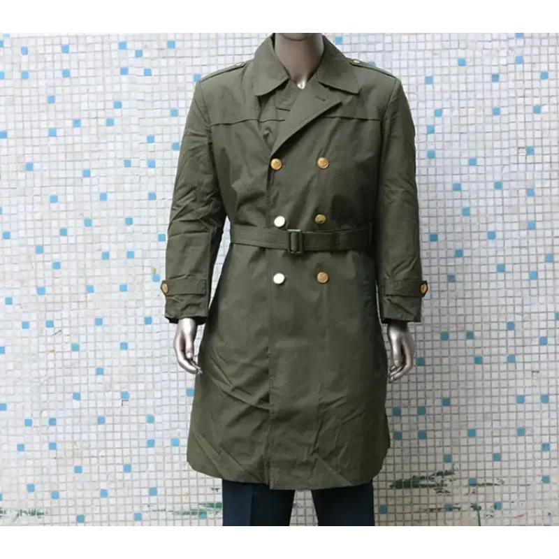 Chinese School Uniform Overcoat Green Long Coat Men Winter  87s Removable Liner Think