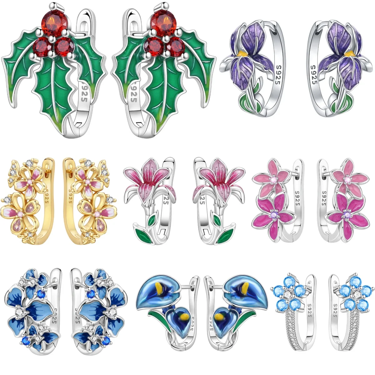 

Серьги из стерлингового серебра 925 пробы с фиолетовыми цветами, ювелирные изделия, универсальные серьги-кольца для женщин, ювелирные изделия, изысканные подарки на день рождения