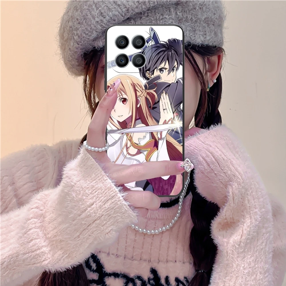 SAO Kirito Asuna Mobile Cell Phone Case for Huawei Honor 90 80 70 60 50 30 20 10 9 8 7 Pro S SE Lite 5G Black Phone Cover Shell