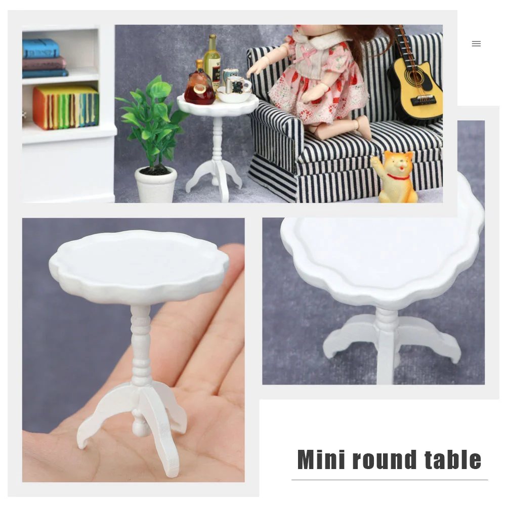 Kleine ronde tafel Kant Micro Scène Eetkamer Mini Huismeubilair Houten Model Decor