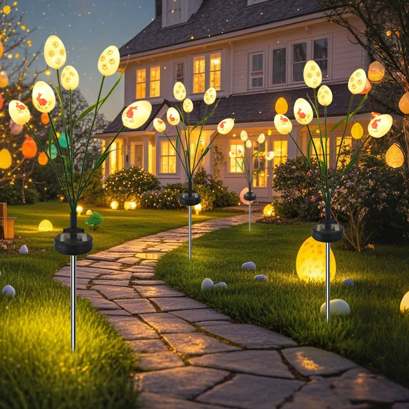 Solar powered Easter egg light string waterproof LED courtyard decoration floor mounted lawn light, outdoor festive atmosphere