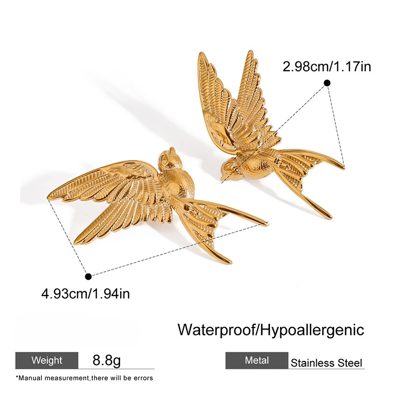 ROXI | Metal Peace Bird Earring Women Stainless Steel Personalized Hip Hop Jewelry New Design Wholesale