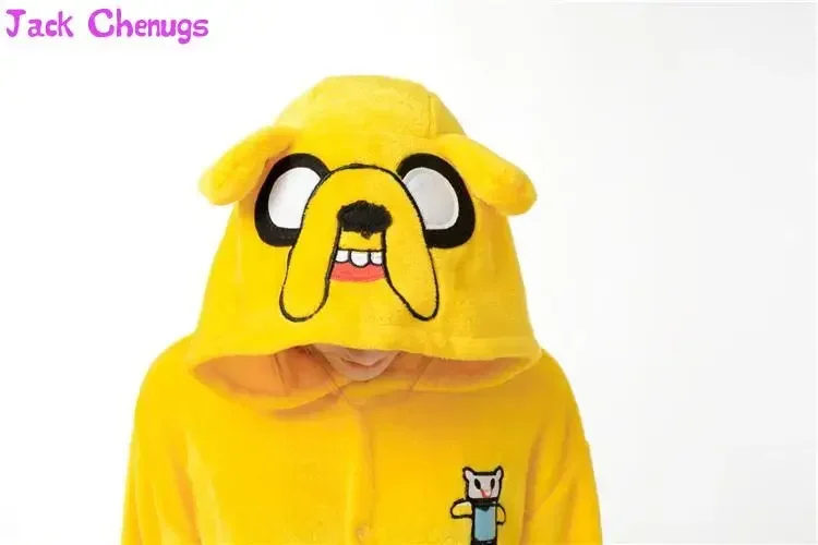 Kigurumi الكبار جيك نيسيس مغامرة زي الأصفر الكلب منامة الحيوان هالوين حزب حللا Kigurumi منامة