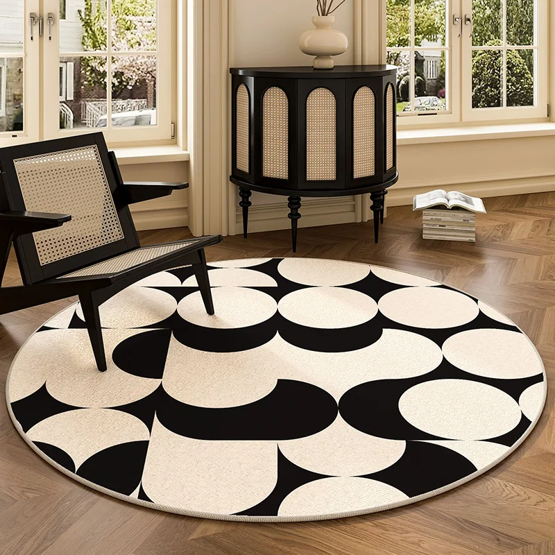 Black White Checkerboard Carpets for Living Room Light Luxury Bedroom Decor Carpet Home Round Soft Rug Thick Anti-slip Floor Mat
