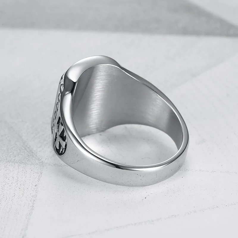 Alta calidad 2019 nuevo anillo cruzado para hombres Color plata moda caballeros reales templarios joyería de dedo anillos masculinos Anel