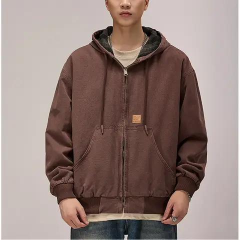 남성 봄 가을 워시 코튼 플러스 사이즈 루즈 캐주얼 후드 카고 자켓 streetwear cityboy 코트 겉옷 varsity jacket men