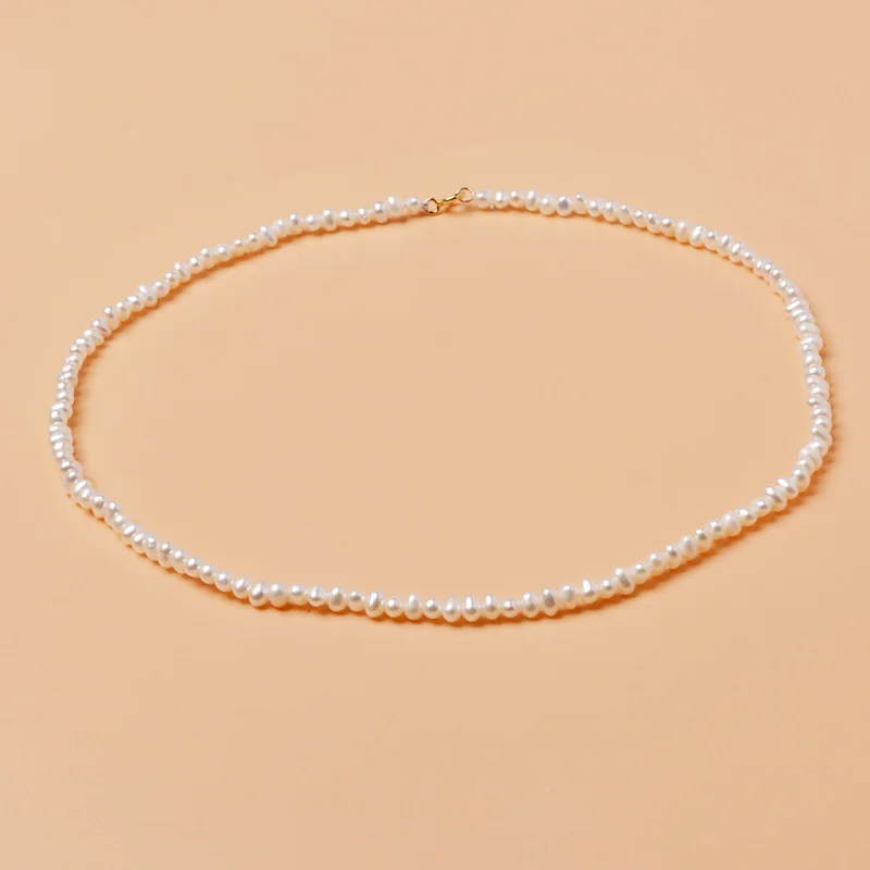 

ZHIXI Real 18K Gold Natural Pearl Necklace Au750 Choker Fine Jewelry White Anniversary Gift For Women Near Round X507