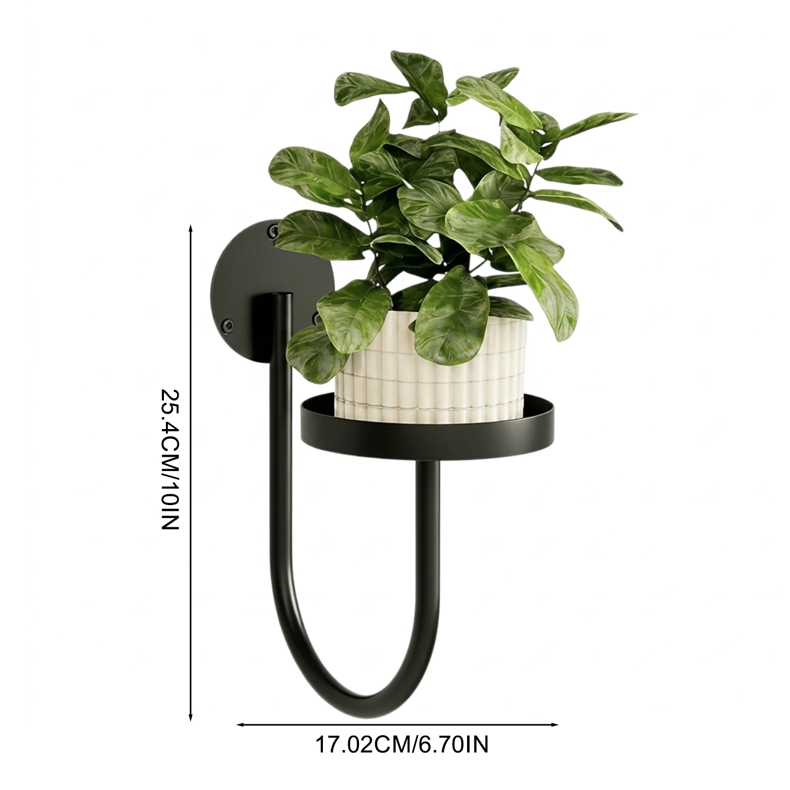 Black Oval Rotating Wall Mounted Plant Stand For Indoor Potted Plants Space Saving And Multi Functional Design image 6