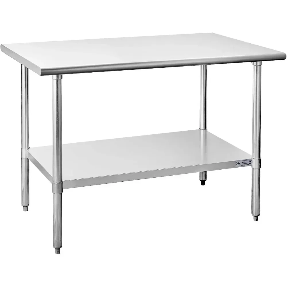 Stainless Steel Table for Prep, Commercial Heavy Duty Table with Undershelf and Galvanized Legs for Restaurant, Home and Hotel